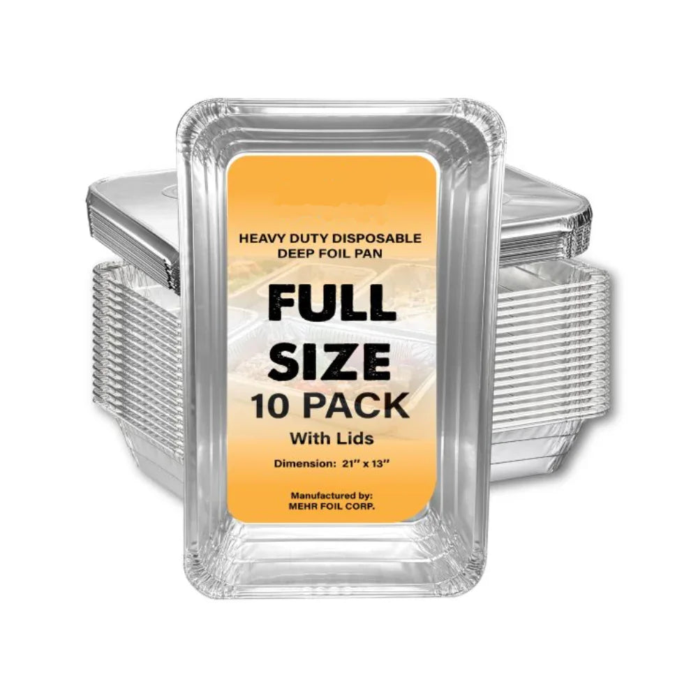 Full Size Deep Combo Pack 10 Pans with Lids Heavy Duty (21″ x 13″)