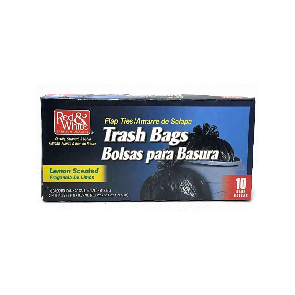 RED & WHITE TRASH BAGS (10 BAGS)