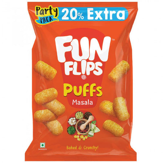 Fun Flips Puffs - Masala, Baked & Crunchy, Healthy Snacks, 70 G