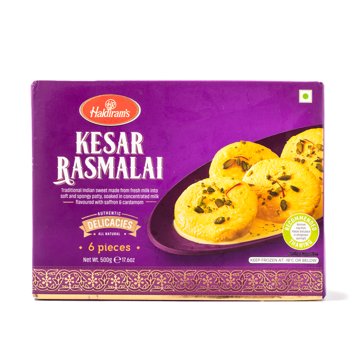 Haldiram's Kesar Rasmalai 6pcs, Frozen 1.1 lb