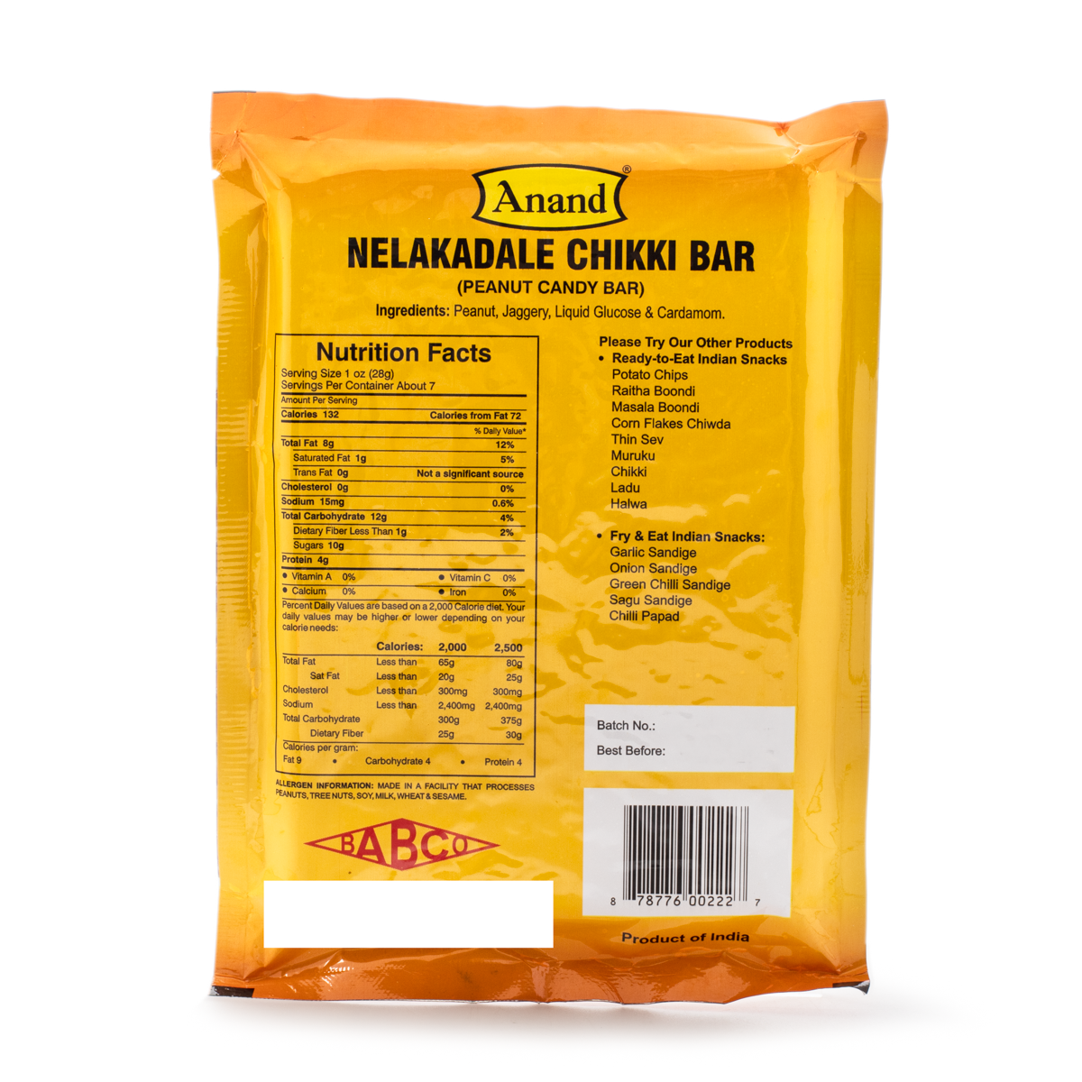 Anand Nelakadale Peanut Chikki Bar 200 g