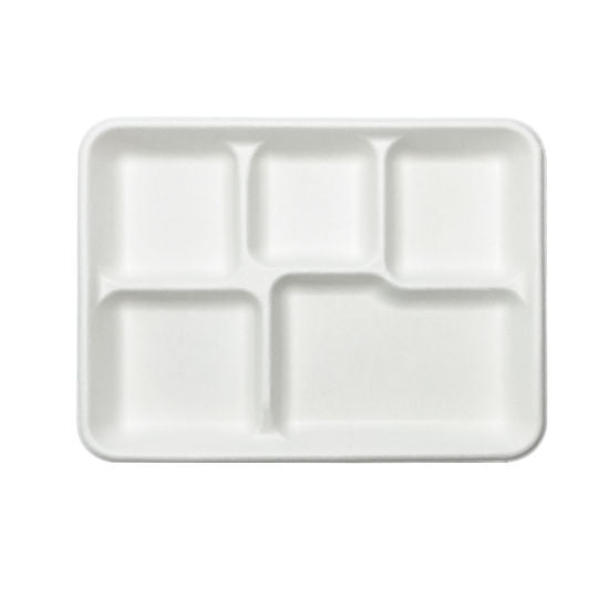 BIODEGRADABLE 5 COMP TRAY (50 PAC)