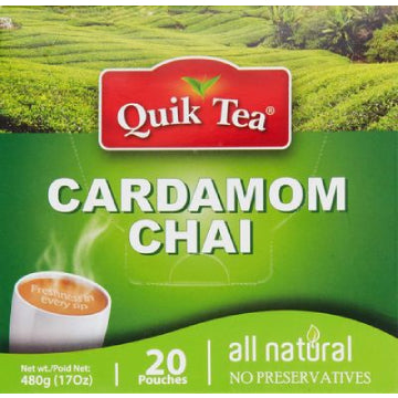 Quik Tea All Natural Cardamom Instant Chai 20 Pouches